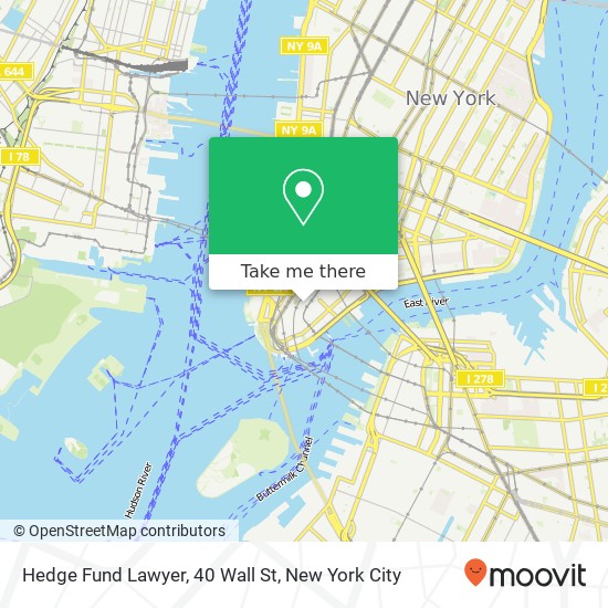 Hedge Fund Lawyer, 40 Wall St map
