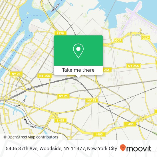 Mapa de 5406 37th Ave, Woodside, NY 11377