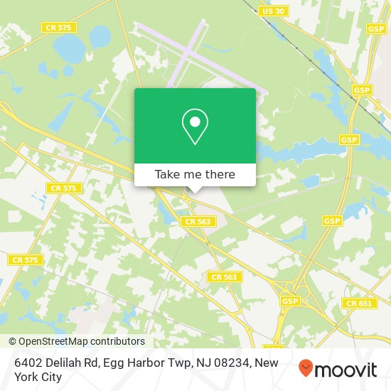 Mapa de 6402 Delilah Rd, Egg Harbor Twp, NJ 08234