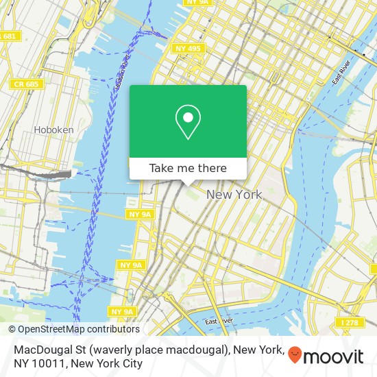Mapa de MacDougal St (waverly place macdougal), New York, NY 10011
