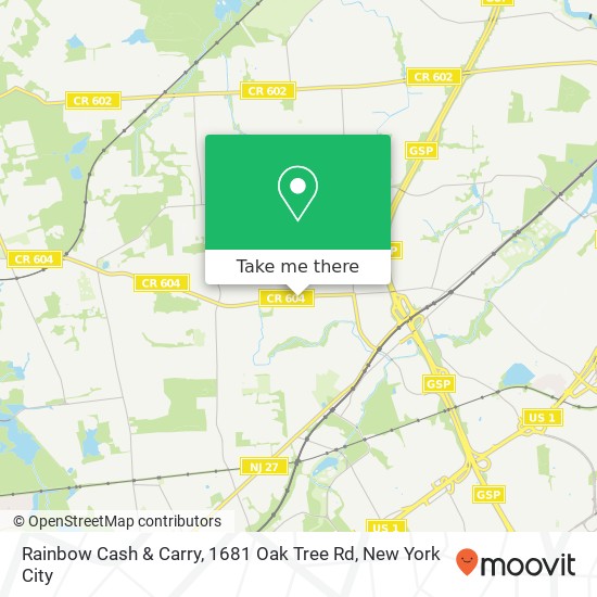 Rainbow Cash & Carry, 1681 Oak Tree Rd map