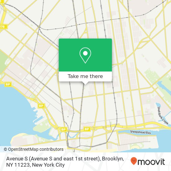 Mapa de Avenue S (Avenue S and east 1st street), Brooklyn, NY 11223