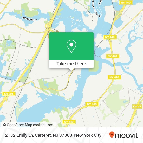 Mapa de 2132 Emily Ln, Carteret, NJ 07008