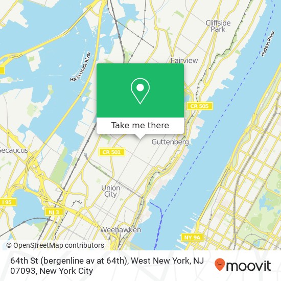 Mapa de 64th St (bergenline av at 64th), West New York, NJ 07093