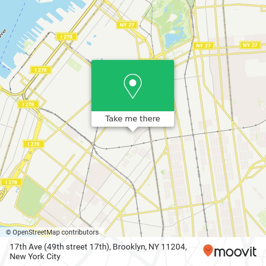 Mapa de 17th Ave (49th street 17th), Brooklyn, NY 11204