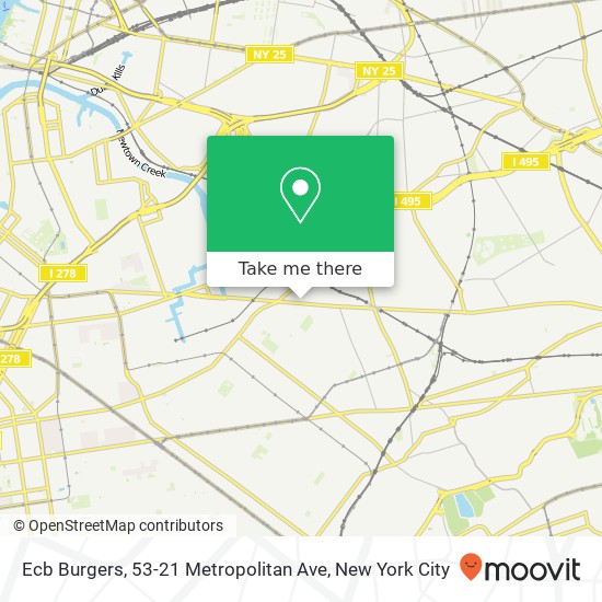 Mapa de Ecb Burgers, 53-21 Metropolitan Ave