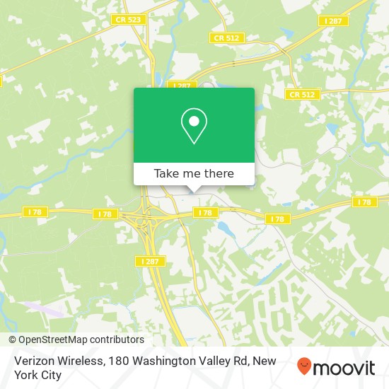 Verizon Wireless, 180 Washington Valley Rd map