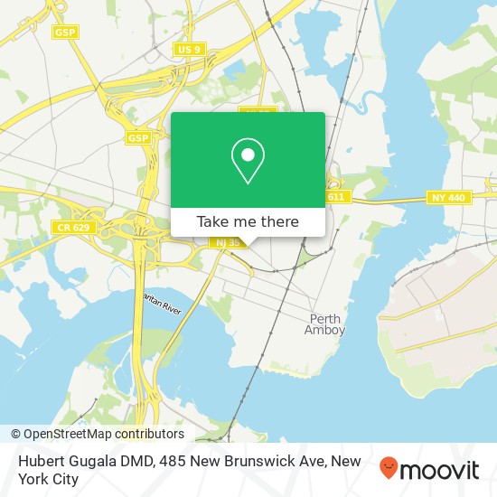 Mapa de Hubert Gugala DMD, 485 New Brunswick Ave