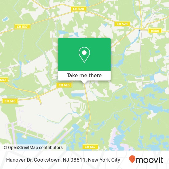 Mapa de Hanover Dr, Cookstown, NJ 08511