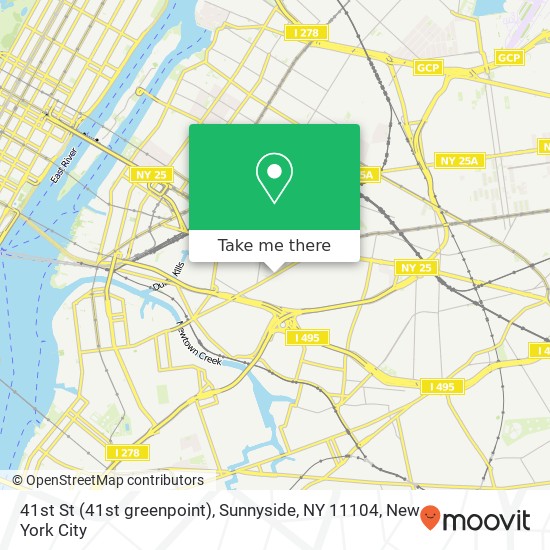 Mapa de 41st St (41st greenpoint), Sunnyside, NY 11104
