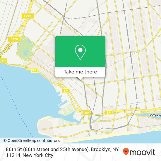 Mapa de 86th St (86th street and 25th avenue), Brooklyn, NY 11214