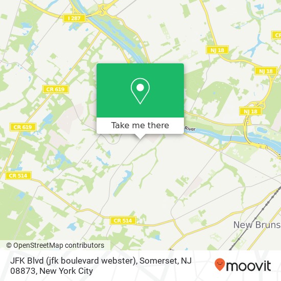 Mapa de JFK Blvd (jfk boulevard webster), Somerset, NJ 08873