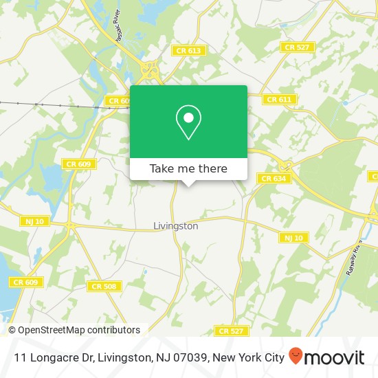 Mapa de 11 Longacre Dr, Livingston, NJ 07039