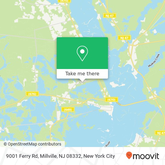 Mapa de 9001 Ferry Rd, Millville, NJ 08332