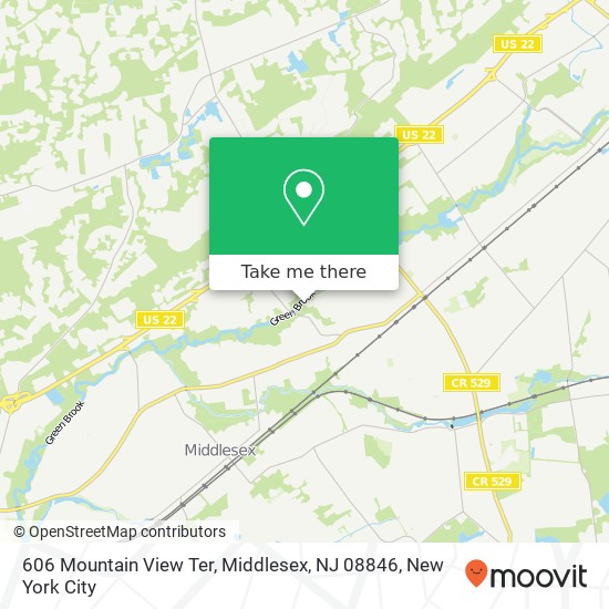 Mapa de 606 Mountain View Ter, Middlesex, NJ 08846