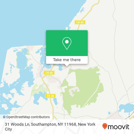 Mapa de 31 Woods Ln, Southampton, NY 11968