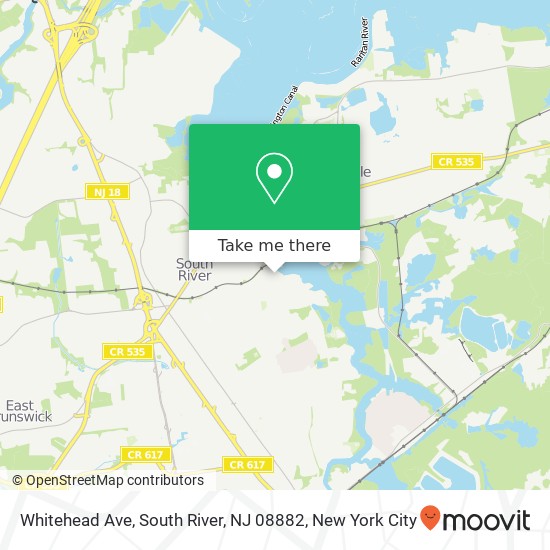 Mapa de Whitehead Ave, South River, NJ 08882