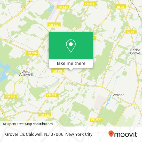Grover Ln, Caldwell, NJ 07006 map