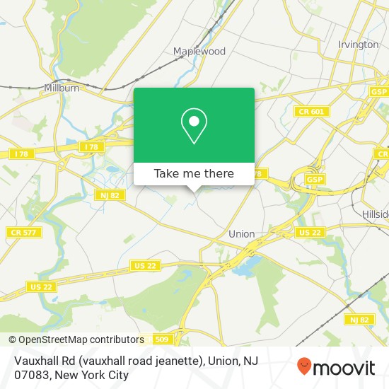 Mapa de Vauxhall Rd (vauxhall road jeanette), Union, NJ 07083