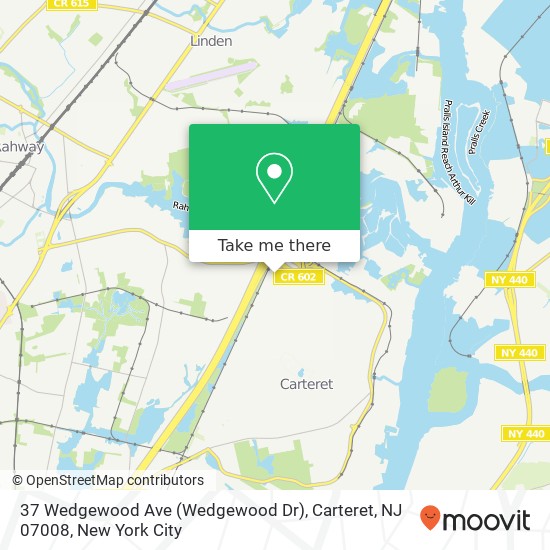 37 Wedgewood Ave (Wedgewood Dr), Carteret, NJ 07008 map