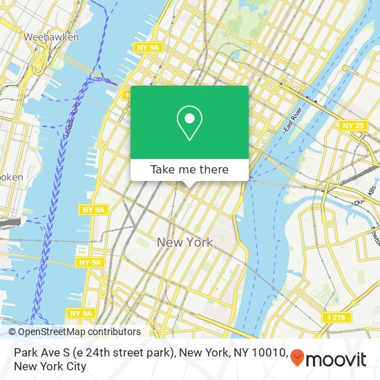 Mapa de Park Ave S (e 24th street park), New York, NY 10010