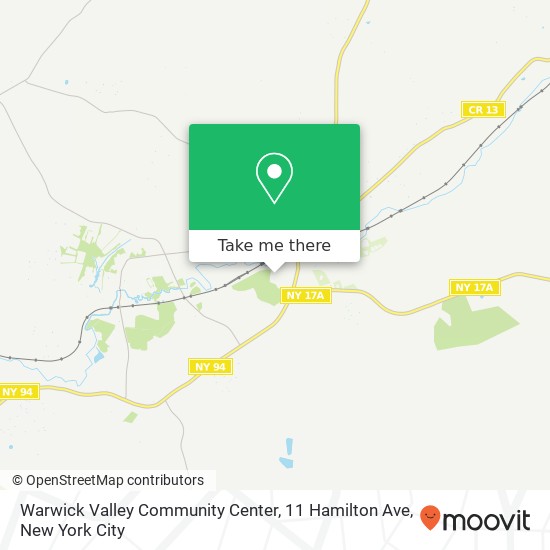 Mapa de Warwick Valley Community Center, 11 Hamilton Ave