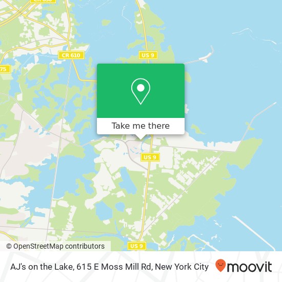 Mapa de AJ's on the Lake, 615 E Moss Mill Rd