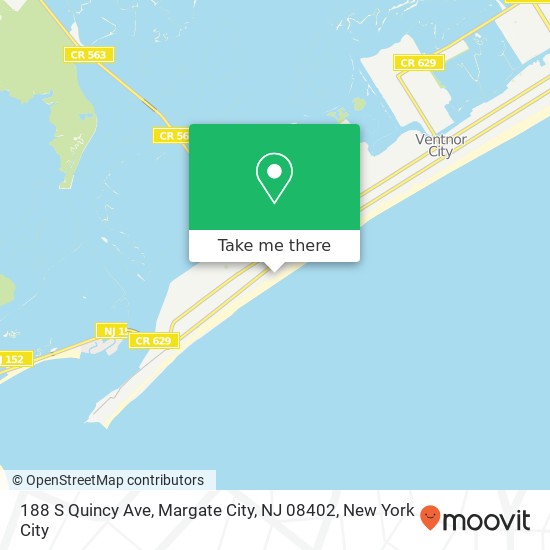Mapa de 188 S Quincy Ave, Margate City, NJ 08402