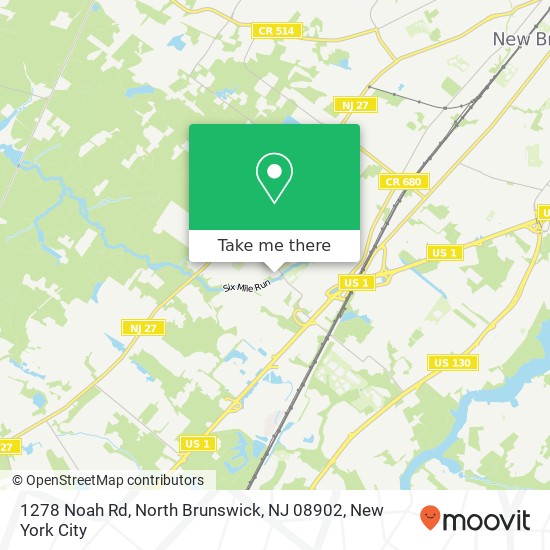 Mapa de 1278 Noah Rd, North Brunswick, NJ 08902