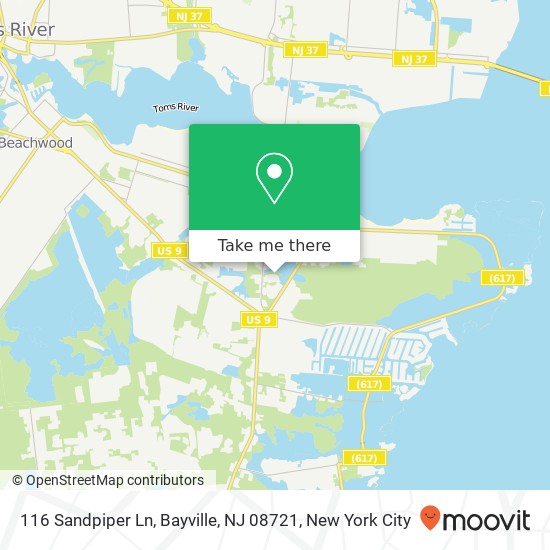 Mapa de 116 Sandpiper Ln, Bayville, NJ 08721