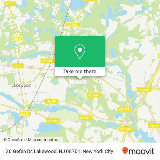 Mapa de 26 Gefen Dr, Lakewood, NJ 08701