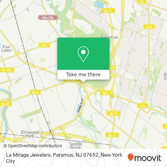 Mapa de La Mirage Jewelers, Paramus, NJ 07652