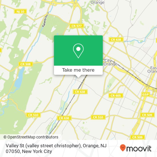 Mapa de Valley St (valley street christopher), Orange, NJ 07050