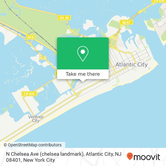 Mapa de N Chelsea Ave (chelsea landmark), Atlantic City, NJ 08401