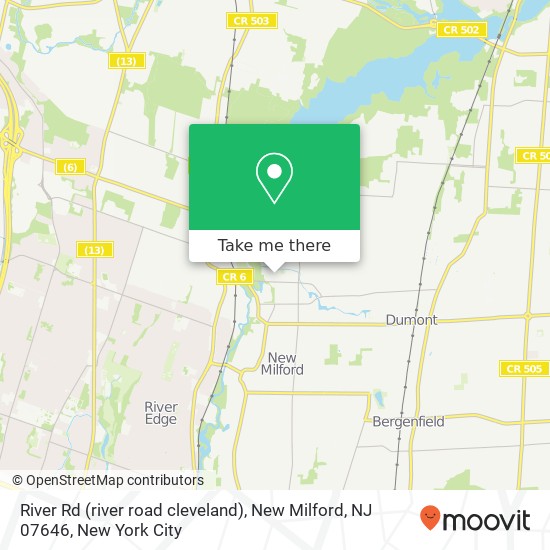 Mapa de River Rd (river road cleveland), New Milford, NJ 07646