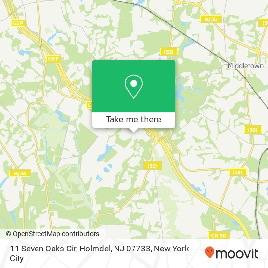 Mapa de 11 Seven Oaks Cir, Holmdel, NJ 07733