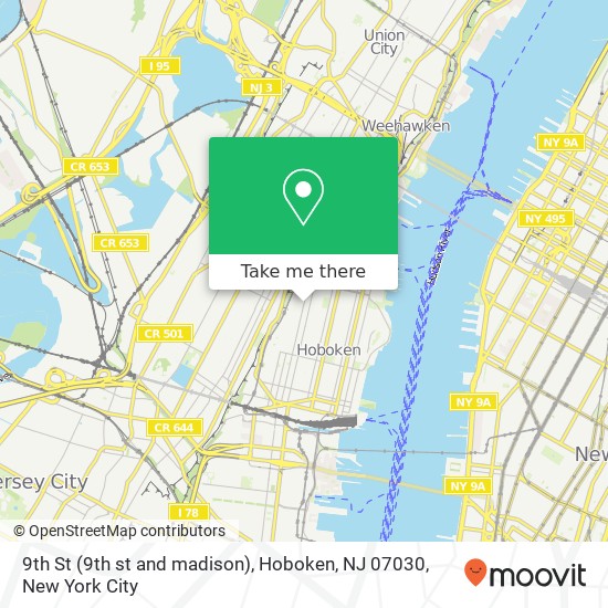 Mapa de 9th St (9th st and madison), Hoboken, NJ 07030