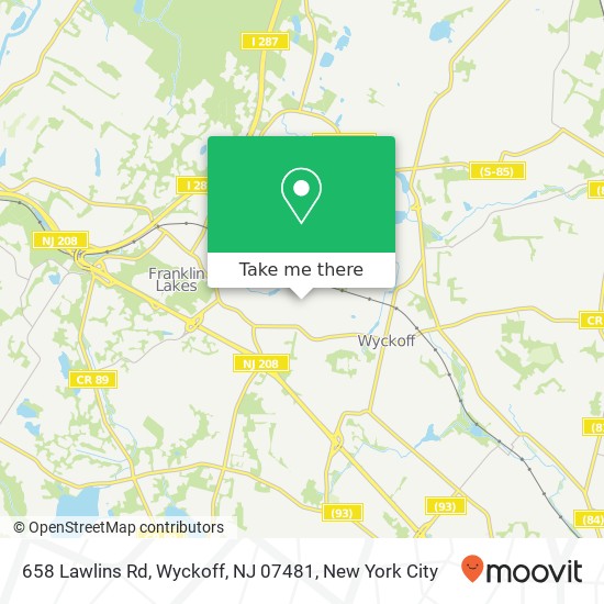 Mapa de 658 Lawlins Rd, Wyckoff, NJ 07481