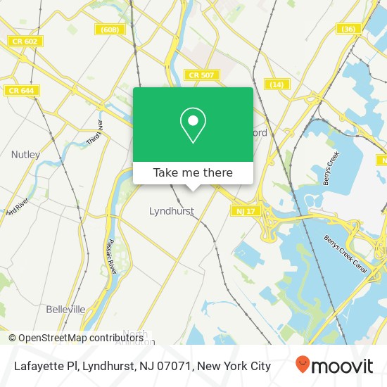 Mapa de Lafayette Pl, Lyndhurst, NJ 07071