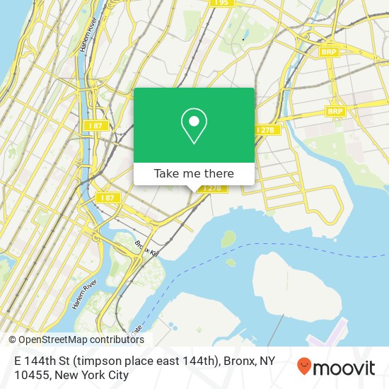 Mapa de E 144th St (timpson place east 144th), Bronx, NY 10455