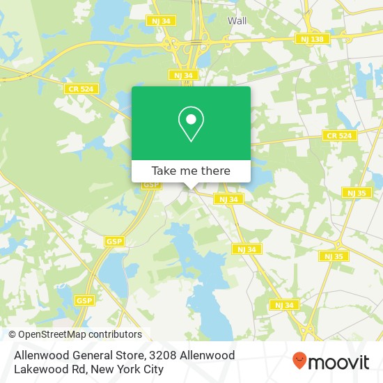 Mapa de Allenwood General Store, 3208 Allenwood Lakewood Rd