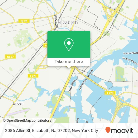 Mapa de 2086 Allen St, Elizabeth, NJ 07202