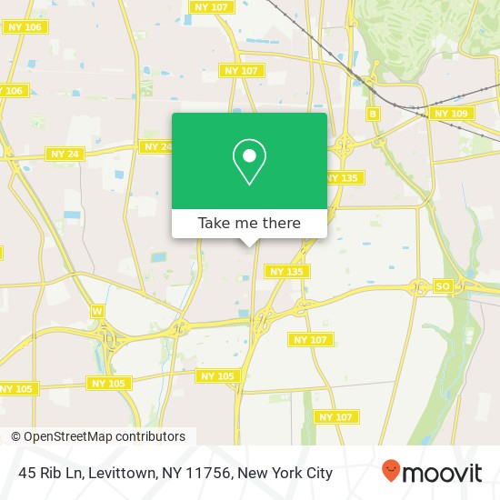 Mapa de 45 Rib Ln, Levittown, NY 11756
