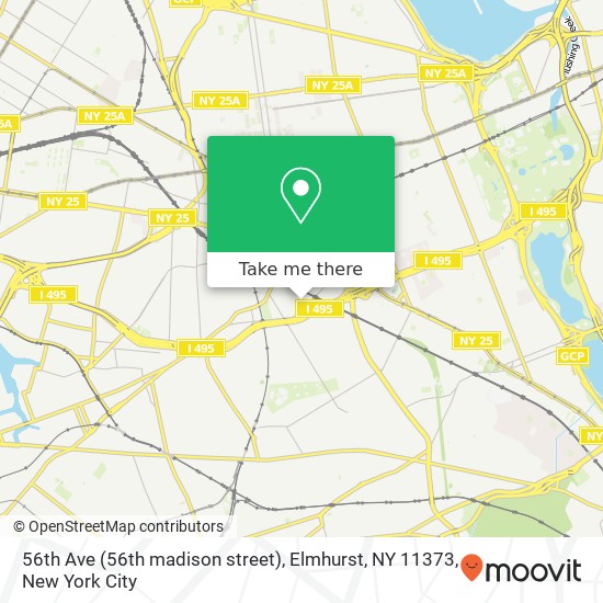 Mapa de 56th Ave (56th madison street), Elmhurst, NY 11373