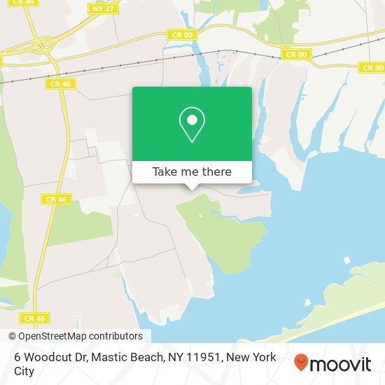Mapa de 6 Woodcut Dr, Mastic Beach, NY 11951