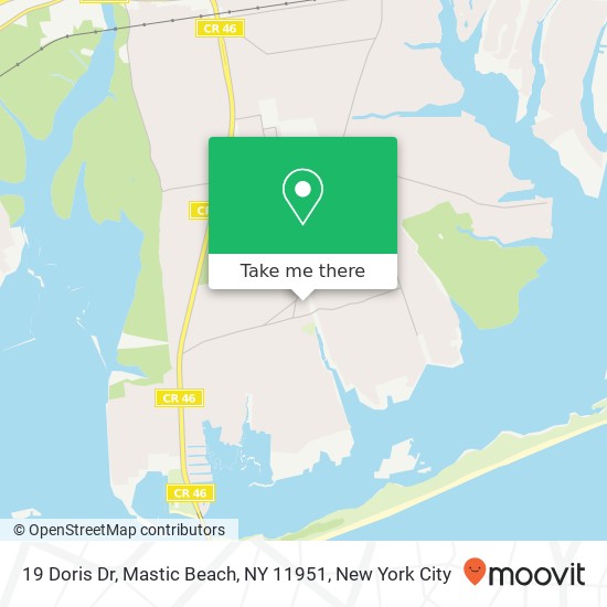 Mapa de 19 Doris Dr, Mastic Beach, NY 11951