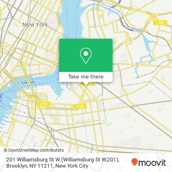 Mapa de 201 Williamsburg St W (Williamsburg St W,201), Brooklyn, NY 11211