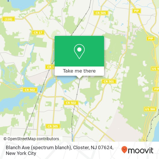 Mapa de Blanch Ave (spectrum blanch), Closter, NJ 07624