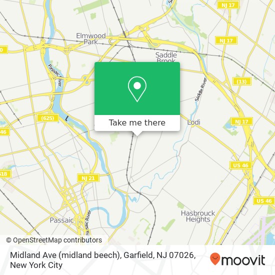 Mapa de Midland Ave (midland beech), Garfield, NJ 07026
