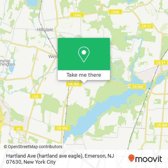 Mapa de Hartland Ave (hartland ave eagle), Emerson, NJ 07630